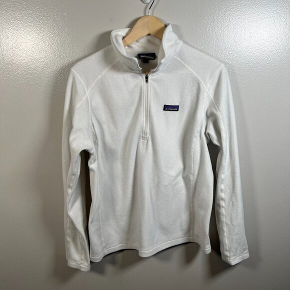 Patagonia Womens Micro D Fleece Pullover Sweatshirt Size Large White Outdoor - Picture 1 of 12